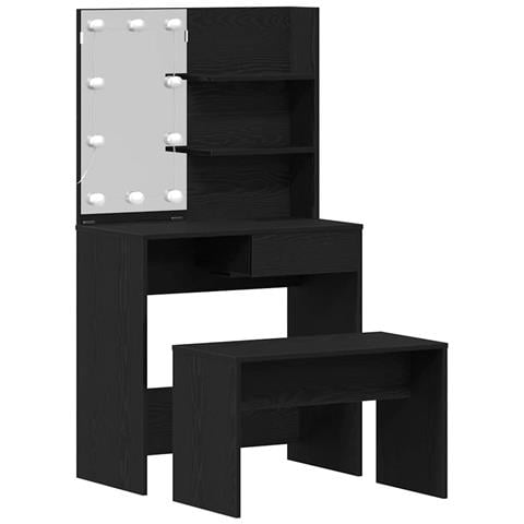 Set Tavolo da Trucco Rovere nero 74.5 x 40 x 141 cm - Foto 1