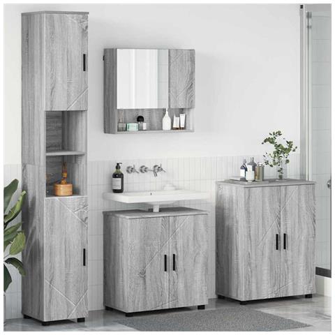 Set di mobili per il bagno 4 pcs Grigio sonoma 61 x 35 x 64 cm - Foto 2