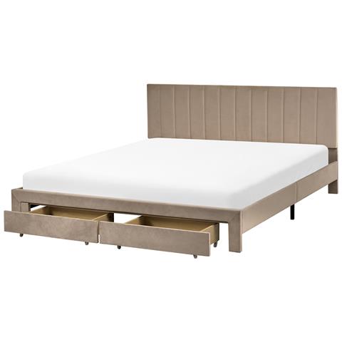 Letto Con Cassetti Contenitori Velluto Lonzac 180 X 200 Cm Tortora - Foto 2