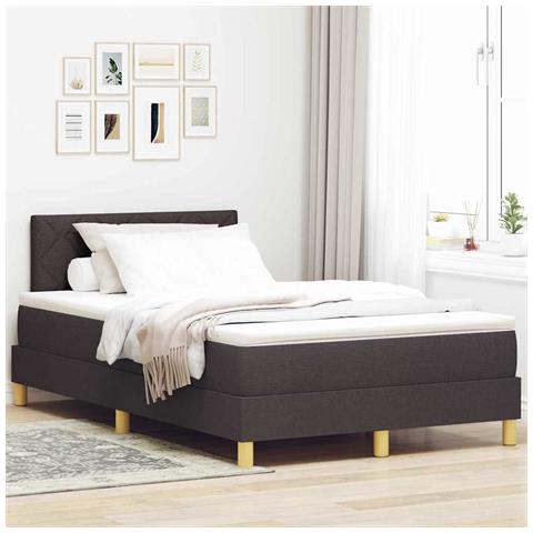 Letto a molle con materasso Marrone scuro 120 x 190 cm Tessuto - Foto 2