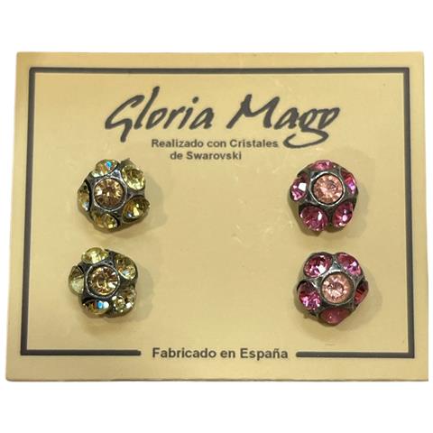 Confezione Di Orecchini In Argento 10µ E Cristallo Sw Rosa Assortiti - Foto 1