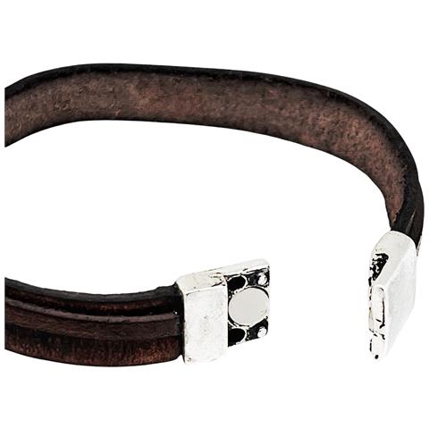 Bracciale Montana Con Tubo Argentato Ed Ecopelle Marrone - Foto 2