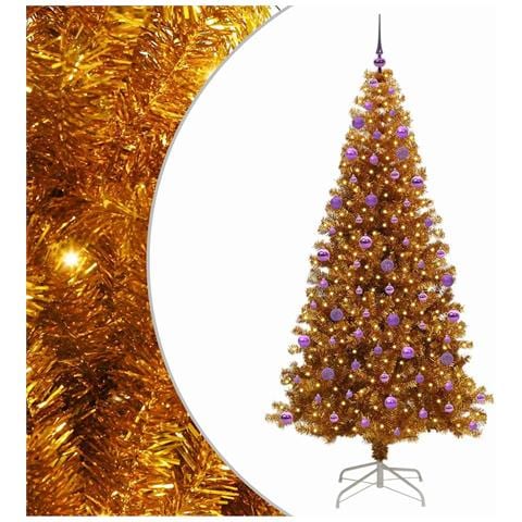 Albero di Natale con 300 LED con supporto Oro 210 cm PET - Foto 1