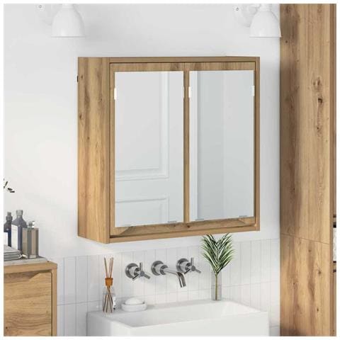 Mobiletto per specchio da bagno con porta Rovere artigianale - Foto 2