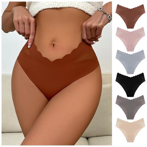Confezione Da 6 Slip Senza Cuciture: Traspiranti, Cavallo In Cotone, Mutandine A Vita Media Per Ragazze M - Foto 2