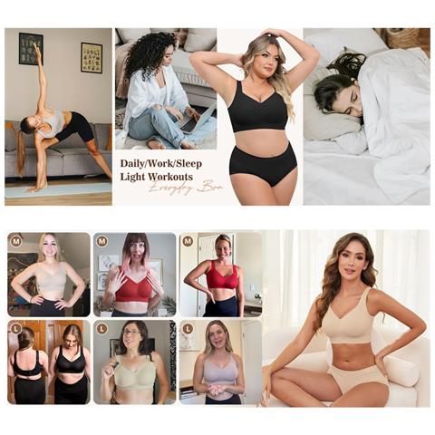 Reggiseno Senza Ferretto Da Donna, Copertura Totale, Comfort Quotidiano Xl - Foto 5
