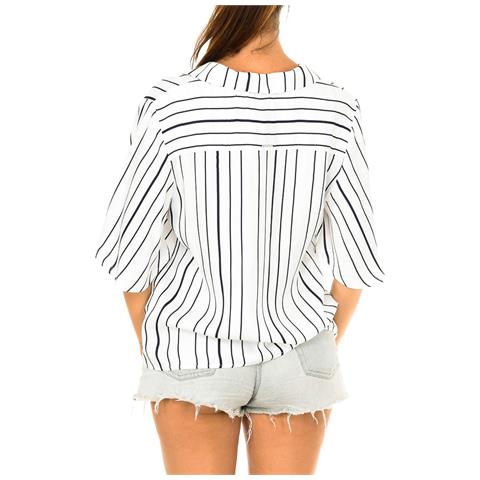 Blusa Da Donna A Maniche Corte Con Collo A Revers W4010021a - Foto 2
