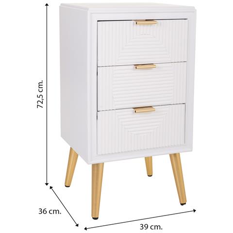 Comodino In Legno Bianco 39x36x72,5 - Foto 6