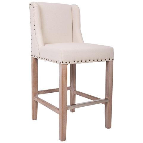 Sgabello Imbottito In Legno E Beige 48x58x67/104h - Foto 1
