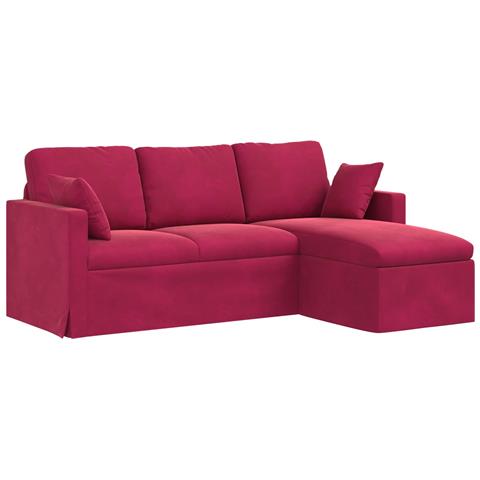Divano Rosso Vino 198 x 134 x 80 cm Velluto - Foto 1