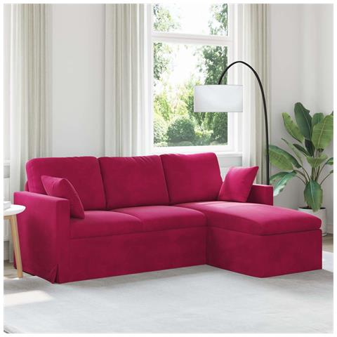 Divano Rosso Vino 198 x 134 x 80 cm Velluto - Foto 2