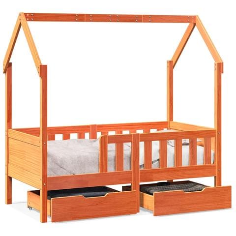 Giroletto Bambini con Cassetti 70x140 cm Legno Massello di Pino - Foto 1