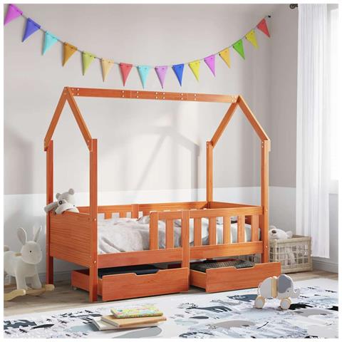 Giroletto Bambini con Cassetti 70x140 cm Legno Massello di Pino - Foto 2