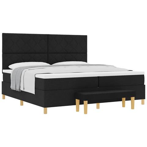 Letto a molle con materasso Nero 200 x 200 cm Tessuto - Foto 1