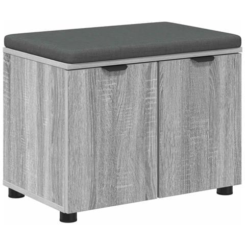 Panca per ingresso con cuscino Sonoma grigia 60 x 38 x 46 cm - Foto 1