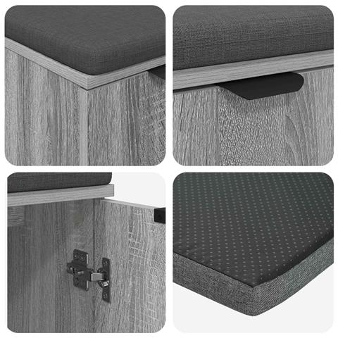 Panca per ingresso con cuscino Sonoma grigia 60 x 38 x 46 cm - Foto 9