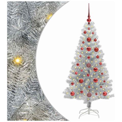 Albero di Natale con 150 LED con supporto Argento 120 cm PET - Foto 1