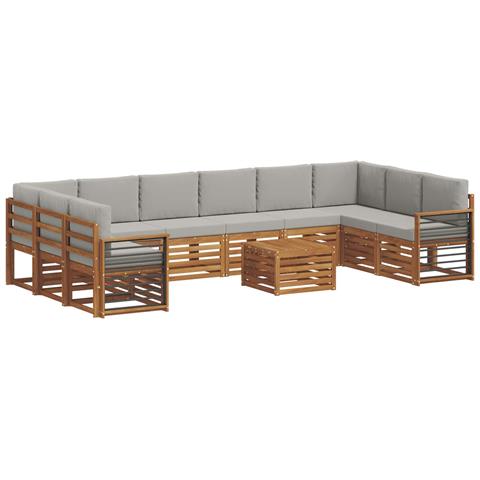 Set divani con cuscino 11 pcs Grigio Naturale e Chiaro - Foto 1