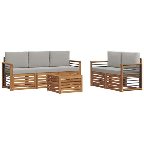 Set divani con cuscino 6 pcs Grigio Naturale e Chiaro - Foto 1