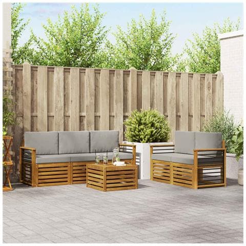 Set divani con cuscino 6 pcs Grigio Naturale e Chiaro - Foto 2