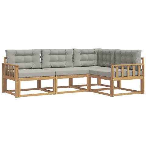 Set di divani da esterno 3 pcs Bianco e Grigio Chiaro - Foto 1