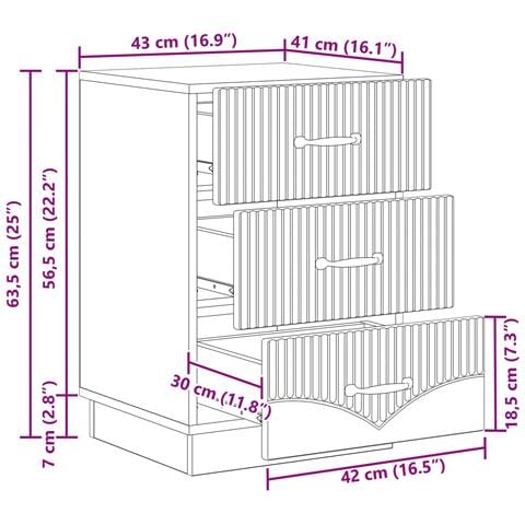 Armadio da Notte con cassetto Legno antico 43 x 41 x 63,5 cm - Foto 9