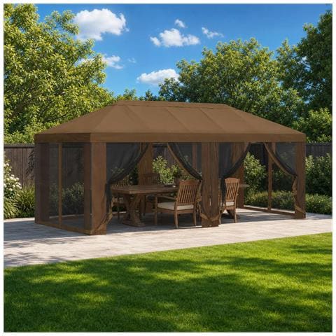 Copertura Gazebo con Pareti Laterali 6 x 3 m Tortora Poliestere - Foto 2