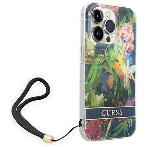 Guess Guohcp14xhflsb Iphone 14 Pro Max 6,7 Blu / Blu Custodia Con Cinturino Floreale - Foto 1