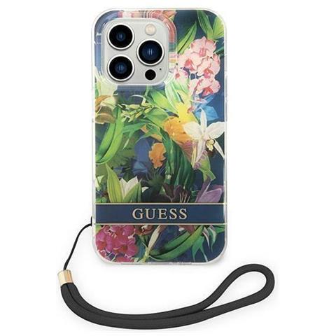 Guess Guohcp14xhflsb Iphone 14 Pro Max 6,7 Blu / Blu Custodia Con Cinturino Floreale - Foto 2