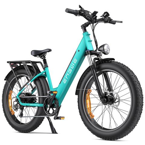 E26 ST Bici a pedalata assistita con pneumatici da neve 26 '', freni idraulici, ideale per il pendolarismo urbano e gite fuoriporta, batteria 48V 16Ah, autonomia circa 140 km, colore verde - Foto 1