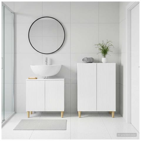 Set di Armadi da Bagno da 2 Pezzi ARNHEM Bianco Lucido - Foto 2