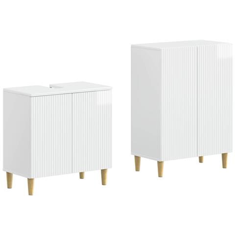 Set di Armadi da Bagno da 2 Pezzi ARNHEM Bianco Lucido - Foto 1