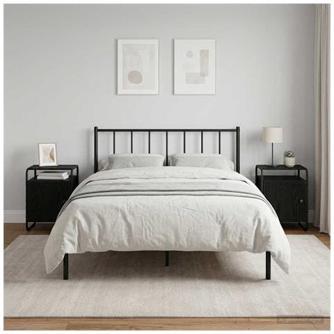 Armadio da Notte 2 pz Rovere Nero Legno ingegnerizzato - Foto 2