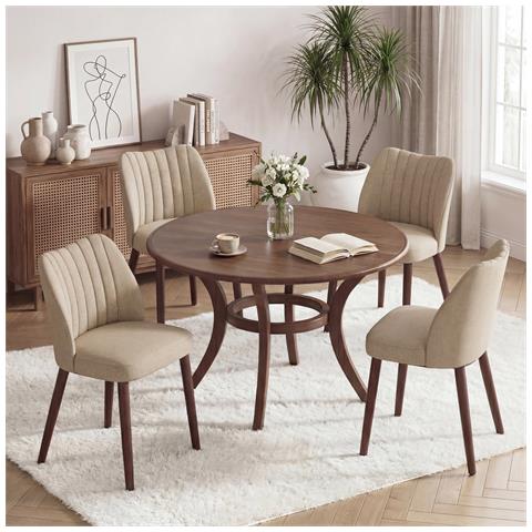 Set Di 2 Sedie Da Pranzo Rivestite In Tessuto 47x51.5x76.3 Marrone - Foto 2
