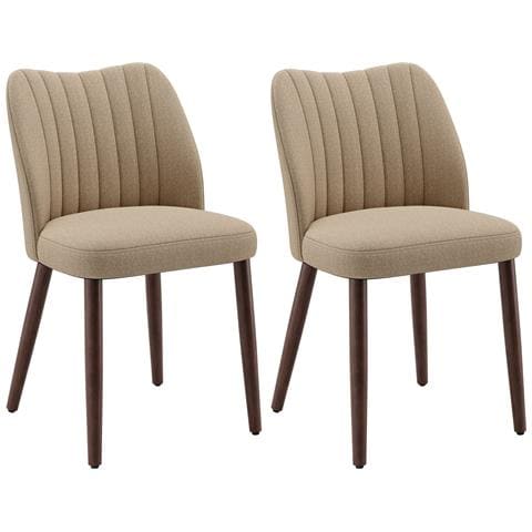 Set Di 2 Sedie Da Pranzo Rivestite In Tessuto 47x51.5x76.3 Marrone - Foto 1