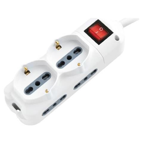 Multipresa Ciabatta 6 Posti Bipasso / schuko Presa Tedesca E Prese / bipasso Standard Italiano Interruttore Luminoso - Sku 8734 - Foto 1