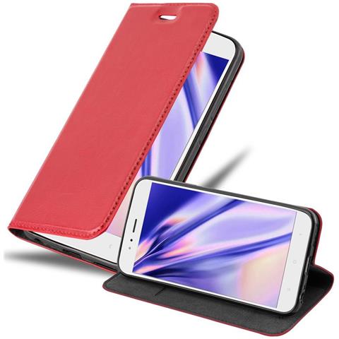Cadorabo Custodia Compatibile Con Xiaomi Mi A1 / Mi 5x In Rosso Mela - Coperchio Protettiva Con Chiusura Magnetica, Funzione Stand E Tasca Per Le Carte - Foto 1