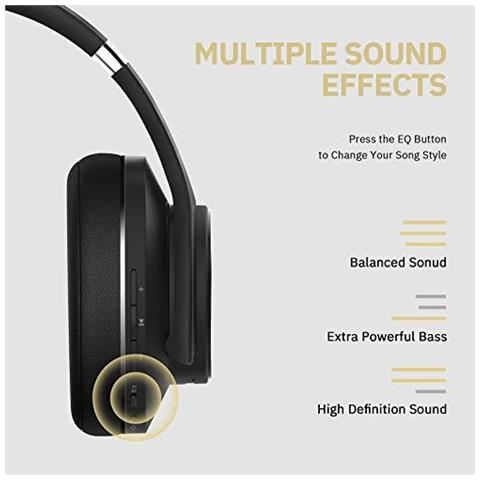 Bluetooth Cuffie Sopra Lorecchio 52 Ore Playtime Wireless Headphones 3 Modalit Di Equalizzazione Pieghevole Hi-fi Stereo Bass Cuffie Soft Memoria Proteine Paraorecchie Built-in Mic Wired Modalit Per La Tv Pc Phone - Foto 1