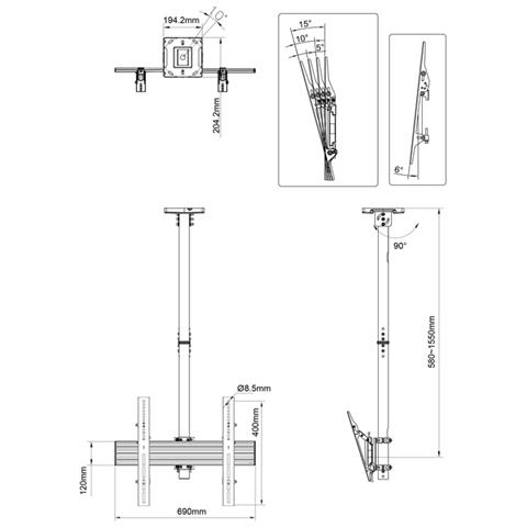 MBC1U 65" Nero supporto a soffitto per tv a schermo piatto - Foto 23