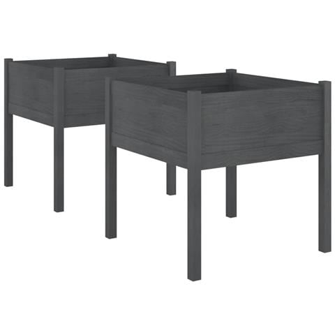 Fioriere Da Giardino 2 Pz Grigie 70x70x70 Cm In Legno Di Pino - Foto 2
