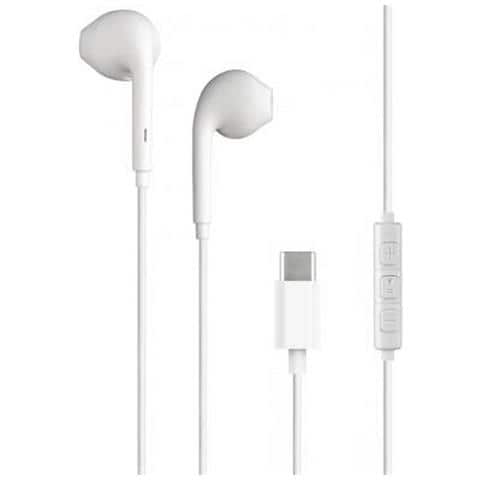 Auricolari Usb C Tasto Bianco Con Telecomando E Microfono, Bianco - Foto 1