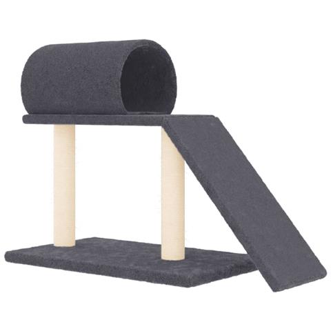 Pali Tiragraffi Gatti Tunnel E Scaletta Grigio Scuro 55,5 Cm - Foto 1