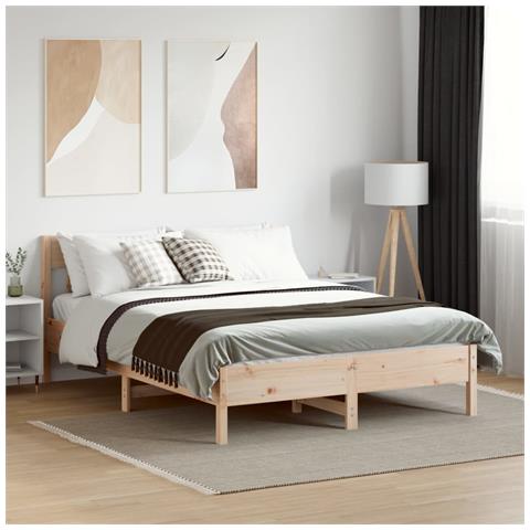 Giroletto Con Testiera 120x190 Cm In Legno Massello Di Pino - Foto 3