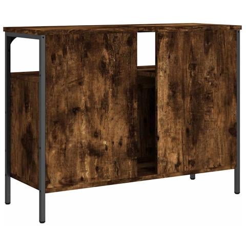 Mobile Lavabo Bagno Rovere Fumo 60x30x60 Cm Legno Multistrato - Foto 2
