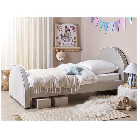 Letto Singolo Velluto Grigio 90 X 200 Cm Nozay - Foto 1