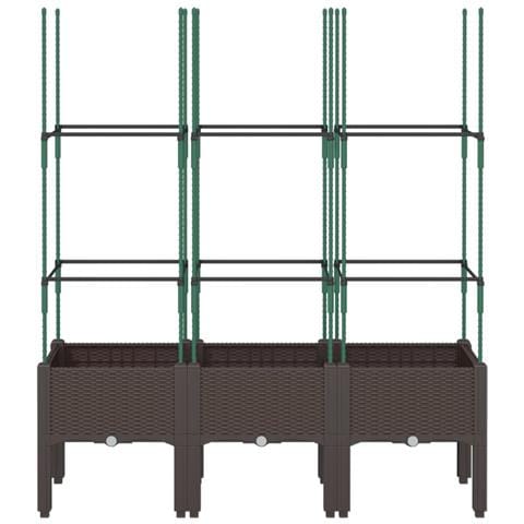 Fioriera Da Giardino Con Traliccio Marrone 120x40x142,5cm In Pp - Foto 3