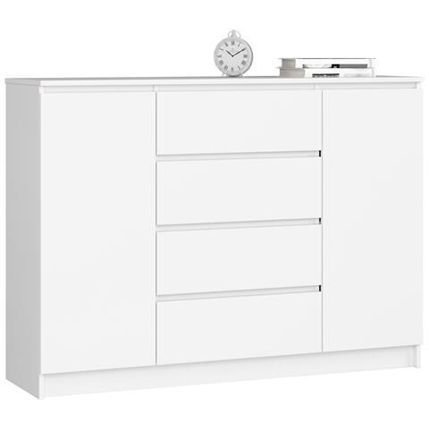 Cassettiera K140, 2 ante e 4 cassetti, 138x40x99 cm, Colore Bianco - Foto 1