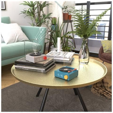 Speaker Bluetooth Vs-80 Retrò Look Giradischi 5w Con Sveglia, Blu - Foto 3