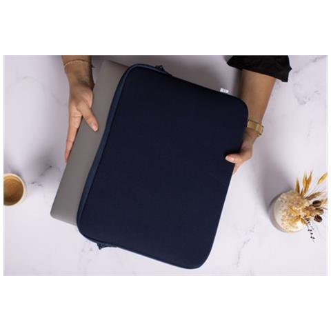 Custodia Per Macbook Pro / Air 13'' In Memory Foam Modello Basics Life, Blu / Rosa - Foto 5