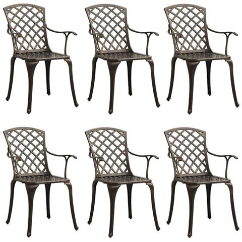 Sedie Da Giardino 6 Pz In Alluminio Pressofuso Bronzo - Foto 1